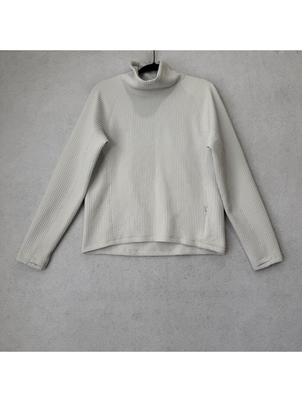 Lululemon Pullover Womens 8 White Long Sleeve Mock Neck Waffle Knit Thermal Top